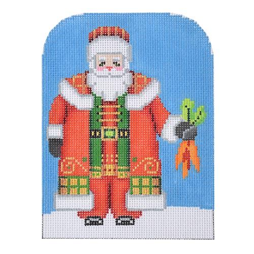 Santa Holding Carrots Painted Canvas Burnett & Bradley - 1