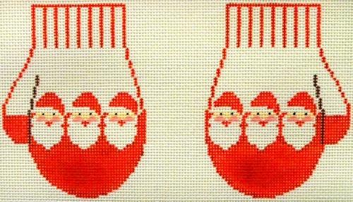 Santa Mittens Painted Canvas Kathy Schenkel Designs - 1