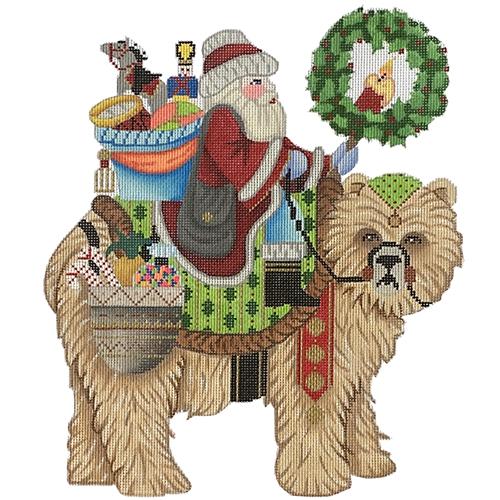 Santa on Grizzly Bear Painted Canvas Brenda Stofft Designs - 1