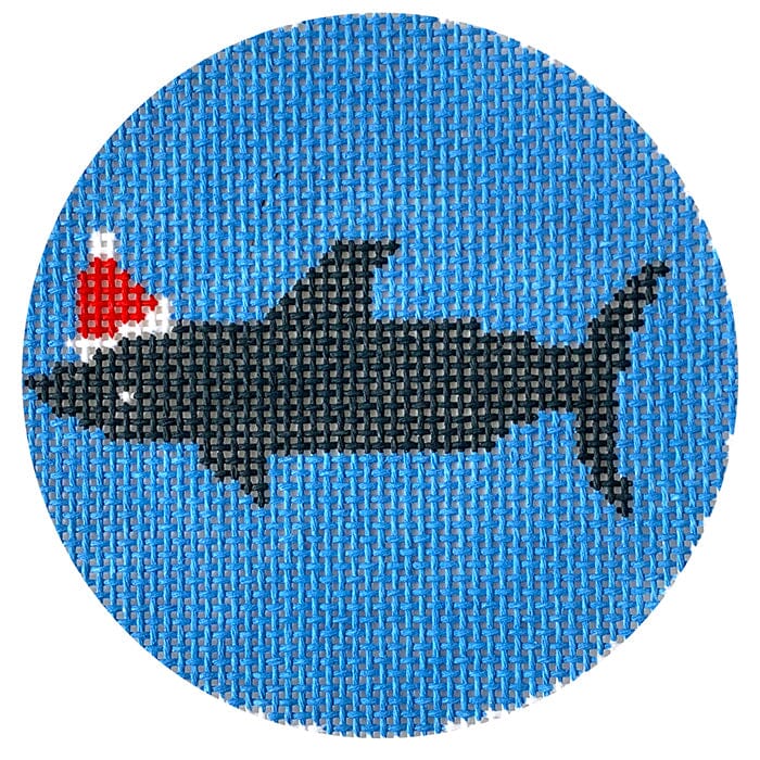 Santa Shark Ornament Painted Canvas Halcyon House Designs - 1