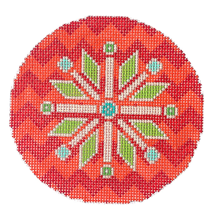 Santa Snowflake Ornament Painted Canvas Eye Candy Needleart - 1