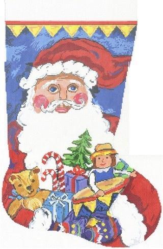 Santa Sock Painted Canvas Cooper Oaks Design