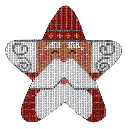 Santa Star on 18 Painted Canvas Danji Designs