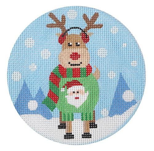 Santa Sweater Reindeer Painted Canvas Pepperberry Designs - 1