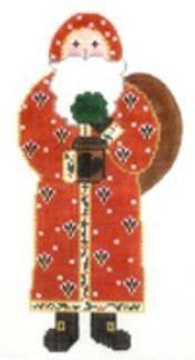 Santa / Topiary Red on 18 Painted Canvas Cooper Oaks Design - 1