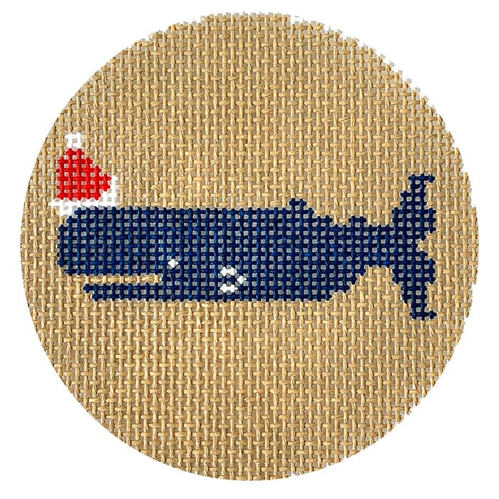Santa Whale Ornament Painted Canvas Halcyon House Designs - 1