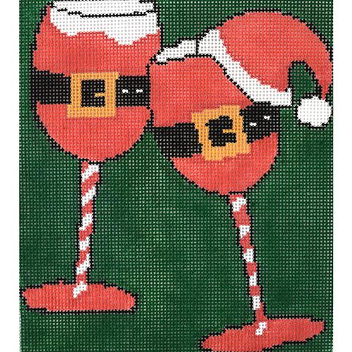 Santa Wine Glasses Painted Canvas Chris Lewis Distributing - 1
