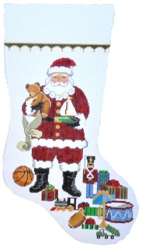 Santa with Boy Toys Stocking Painted Canvas Susan Roberts Needlepoint Designs, Inc. - 1