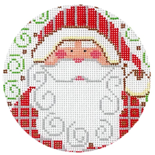 Santa with Checkers Ornament DD Painted Canvas Danji Designs - 1