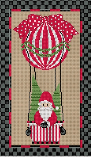 Santa with Hot Air Balloon with Stitch Guide Painted Canvas CBK Needlepoint Collections