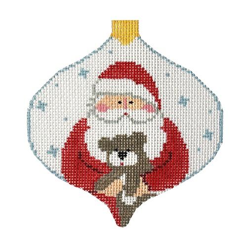Santa with Teddy Painted Canvas Kathy Schenkel Designs - 1