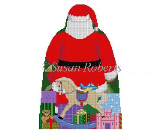 Santa with Toy Bag Tree Topper Back Only Painted Canvas Susan Roberts Needlepoint Designs Inc. - 1