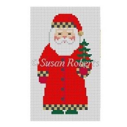 Santa with Tree (SR) Painted Canvas Susan Roberts Needlepoint Designs Inc.