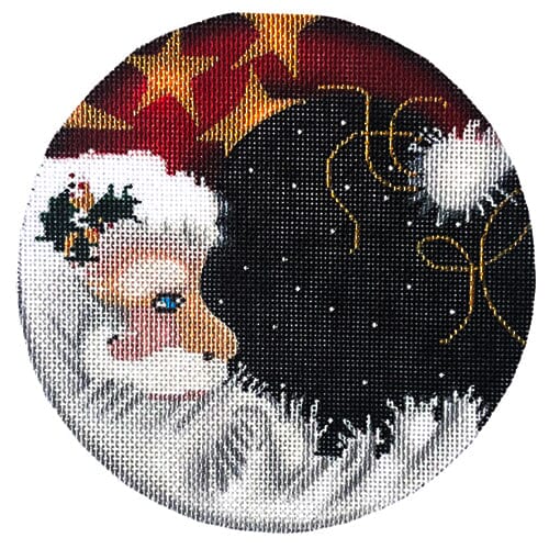 Santa/Moon Round Painted Canvas Associated Talents - 1