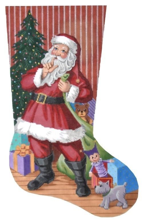 Santa's Secret Stocking Painted Canvas Labors of Love Needlepoint - 1