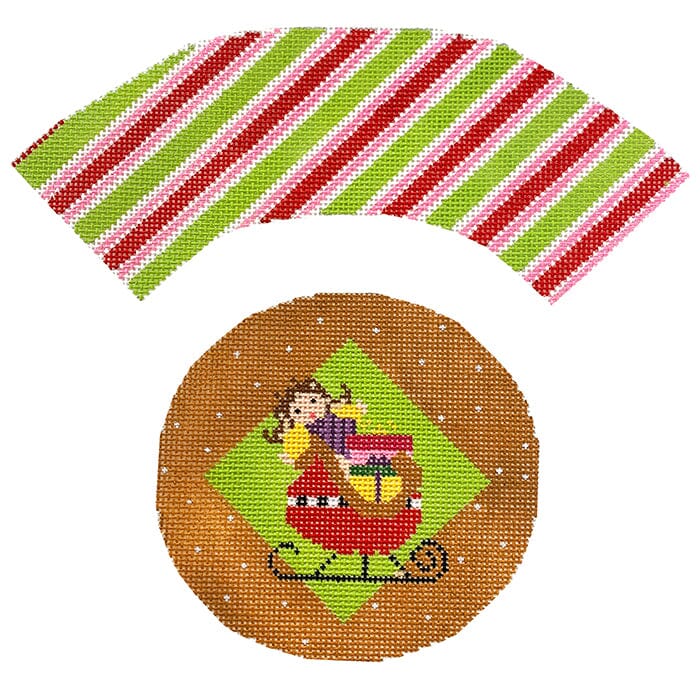 Santa's Sled Painted Canvas NeedleDeeva - 1