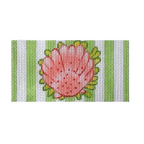 Scallop & Seaweed on Green Cabana Stripes Painted Canvas Kate Dickerson Needlepoint Collections - 1