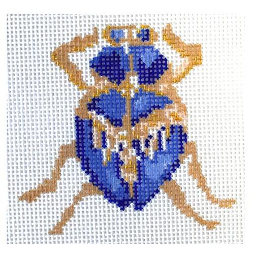 Scarab Collection Cobalt Painted Canvas The Plum Stitchery - 1