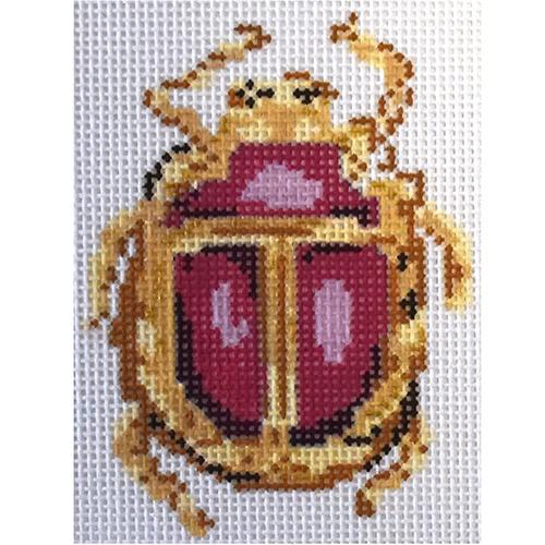 Scarab Collection Fuscia Painted Canvas The Plum Stitchery - 1