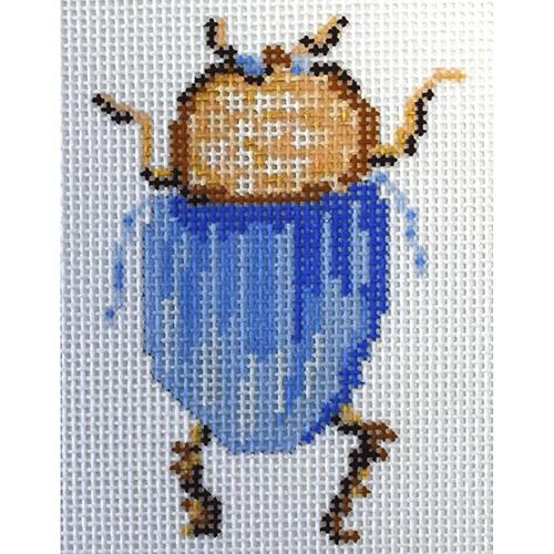 Scarab Collection Light Blue Painted Canvas The Plum Stitchery - 1