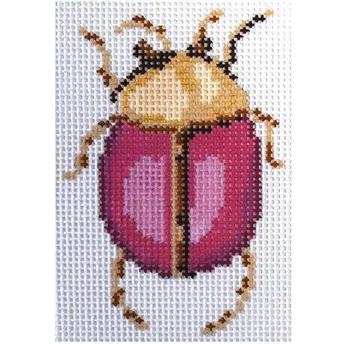 Scarab Collection Pink Painted Canvas The Plum Stitchery - 1