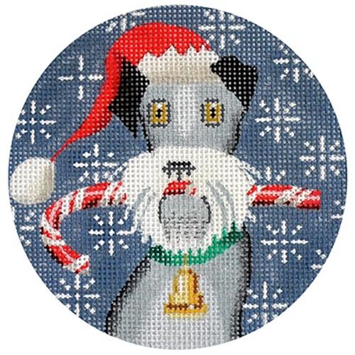 Schnauzer Xmas Circle Painted Canvas Kirk & Bradley - 1