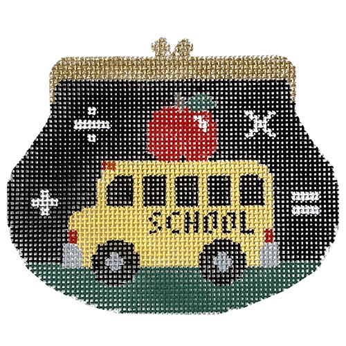 School Bus Purse with Stitch Guide Painted Canvas Kathy Schenkel Designs 
