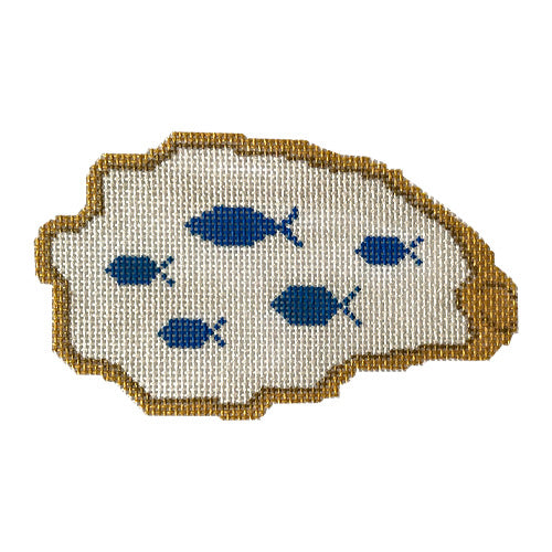School of Fish Oyster Shell Painted Canvas Vallerie Needlepoint Gallery - 1