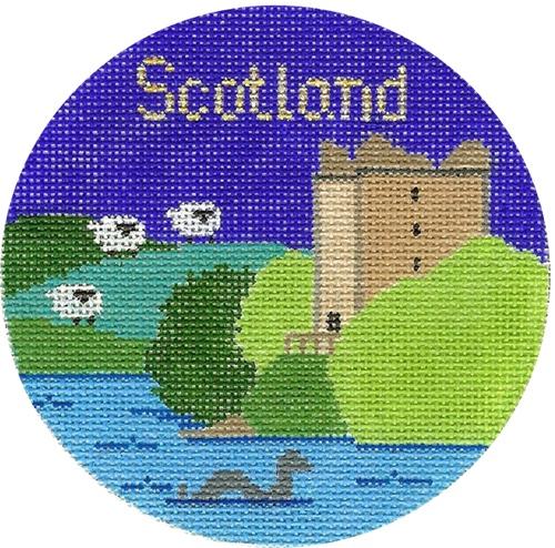 Scotland Travel Round Needlepoint Canvas