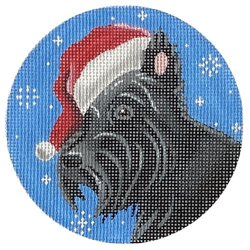 Scotty Santa Round Painted Canvas Pepperberry Designs - 1