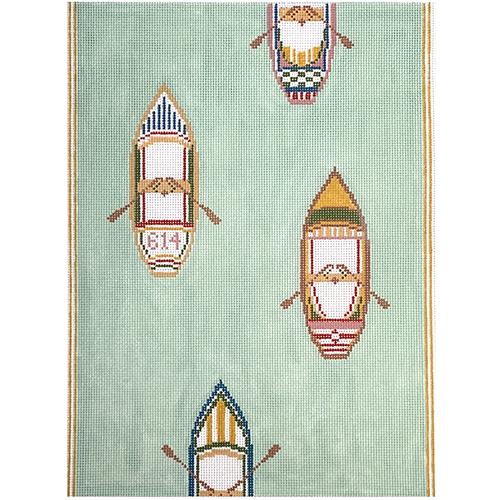 Scull Rowing Boat Regatta on 13 Painted Canvas The Plum Stitchery - 1
