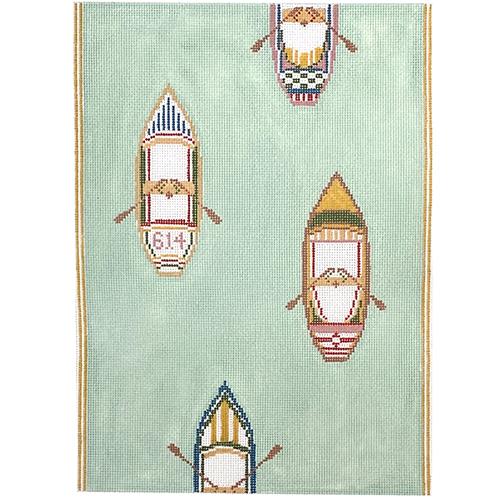 Scull Rowing Boat Regatta on 18 Painted Canvas The Plum Stitchery