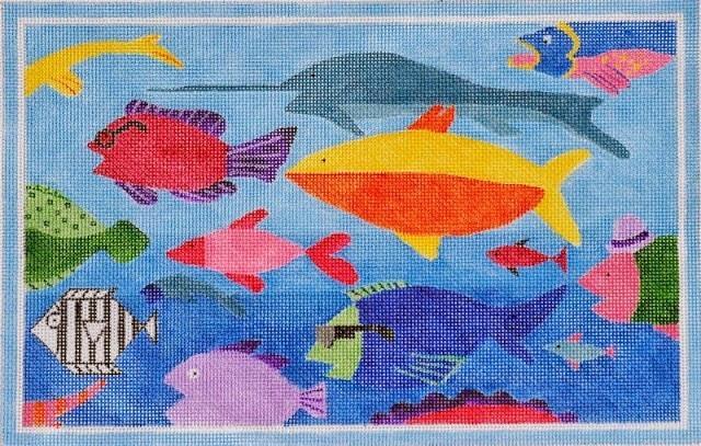 Seafood Medley Painted Canvas Waterweave