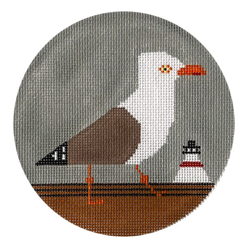 Seagull Strut Round Painted Canvas Vallerie Needlepoint Gallery - 1