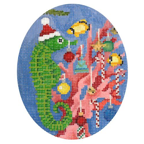 Seahorse Decorating Tree Painted Canvas Scott Church Creative - 1