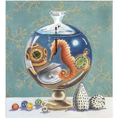 Seahorse in Fishbowl Painted Canvas Colors of Praise - 1
