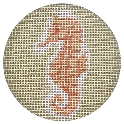 Seahorse Round Painted Canvas The Plum Stitchery - 1