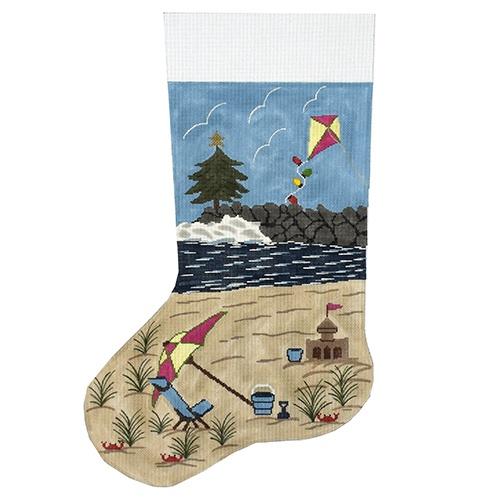 Seaside Jetty Stocking Painted Canvas J. Child Designs - 1
