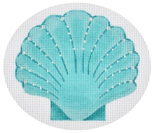 Seaside Scallop Turquoise Painted Canvas Pepperberry Designs - 1