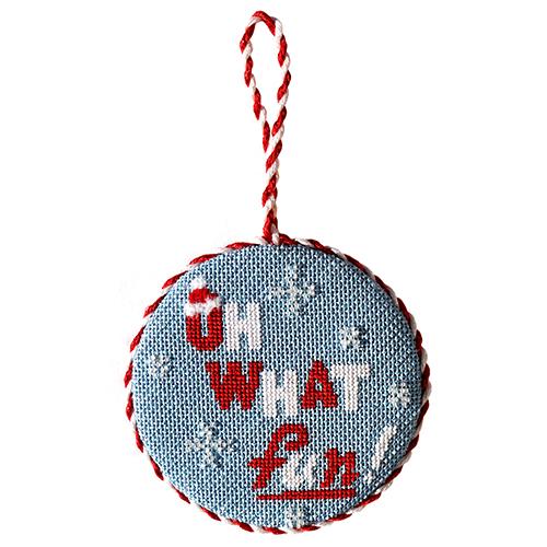 Season's Greetings Round Oh What Fun with Stitch Guide Painted Canvas Burnett & Bradley