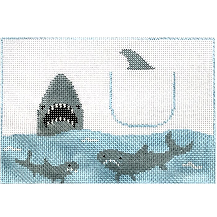 Shark Tooth Fairy Pillow Painted Canvas Kathy Schenkel Designs - 1