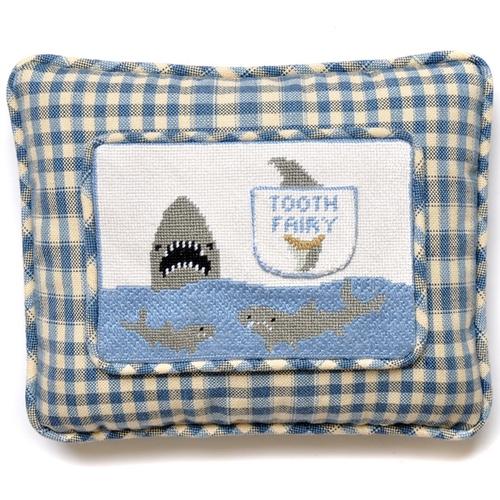 Shark Tooth Fairy Pillow Painted Canvas Kathy Schenkel Designs 
