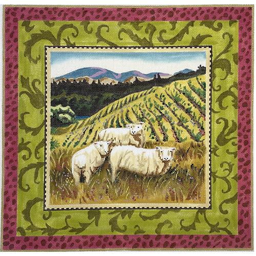 Sheep with Pink Border Painted Canvas Colors of Praise - 1