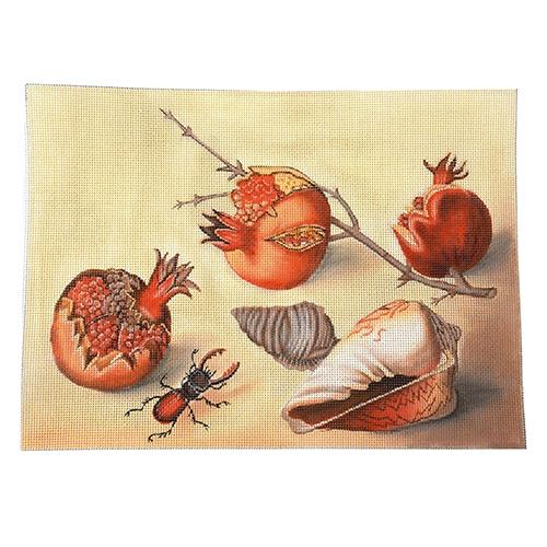 Shells & Pomegranate Painted Canvas Melissa Shirley Designs - 1