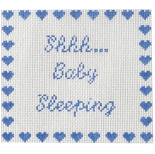 Shh Baby Sleeping Blue Painted Canvas SilverStitch Needlepoint - 1