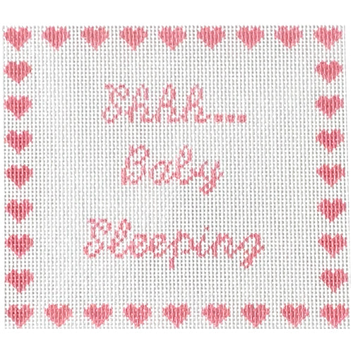 Shh Baby Sleeping Pink Painted Canvas SilverStitch Needlepoint - 1
