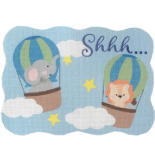 Shhh... Blue Balloon Critters Painted Canvas Pepperberry Designs