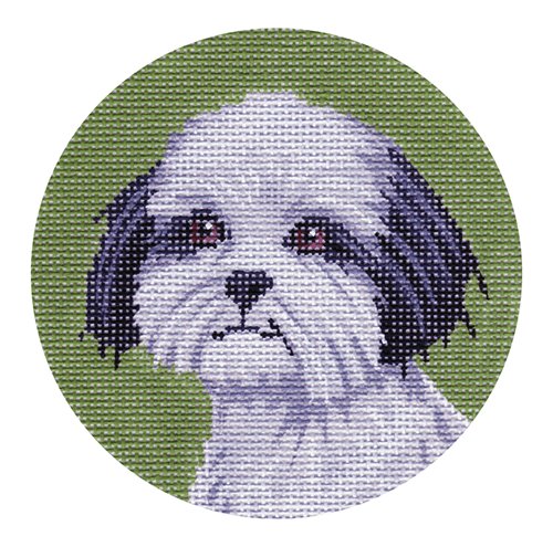 Shih Tzu Ornament Painted Canvas Labors of Love Needlepoint - 1