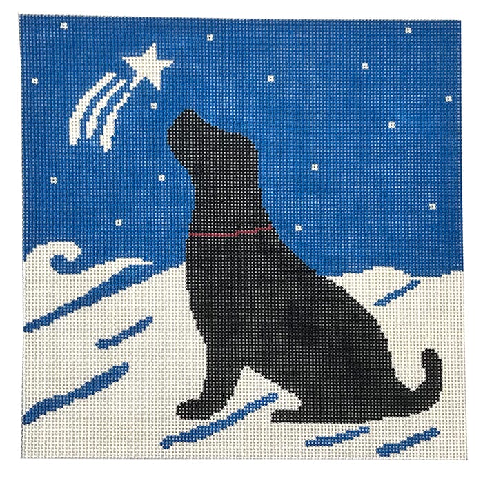 Shooting Star Black Lab Painted Canvas CBK Needlepoint Collections