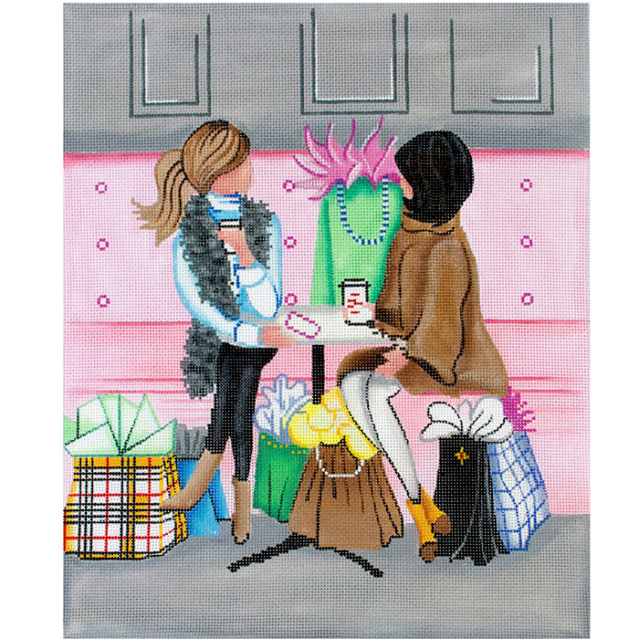 Shopping and Coffee Painted Canvas Patti Mann - 1